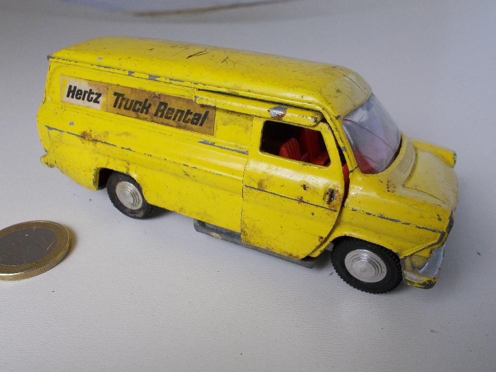 1967 Dinky Toys 407 FORD TRANSIT BUS "HERTZ" Opknapper! (C), Ophalen of Verzenden, Gebruikt, Bus of Vrachtwagen, Dinky Toys