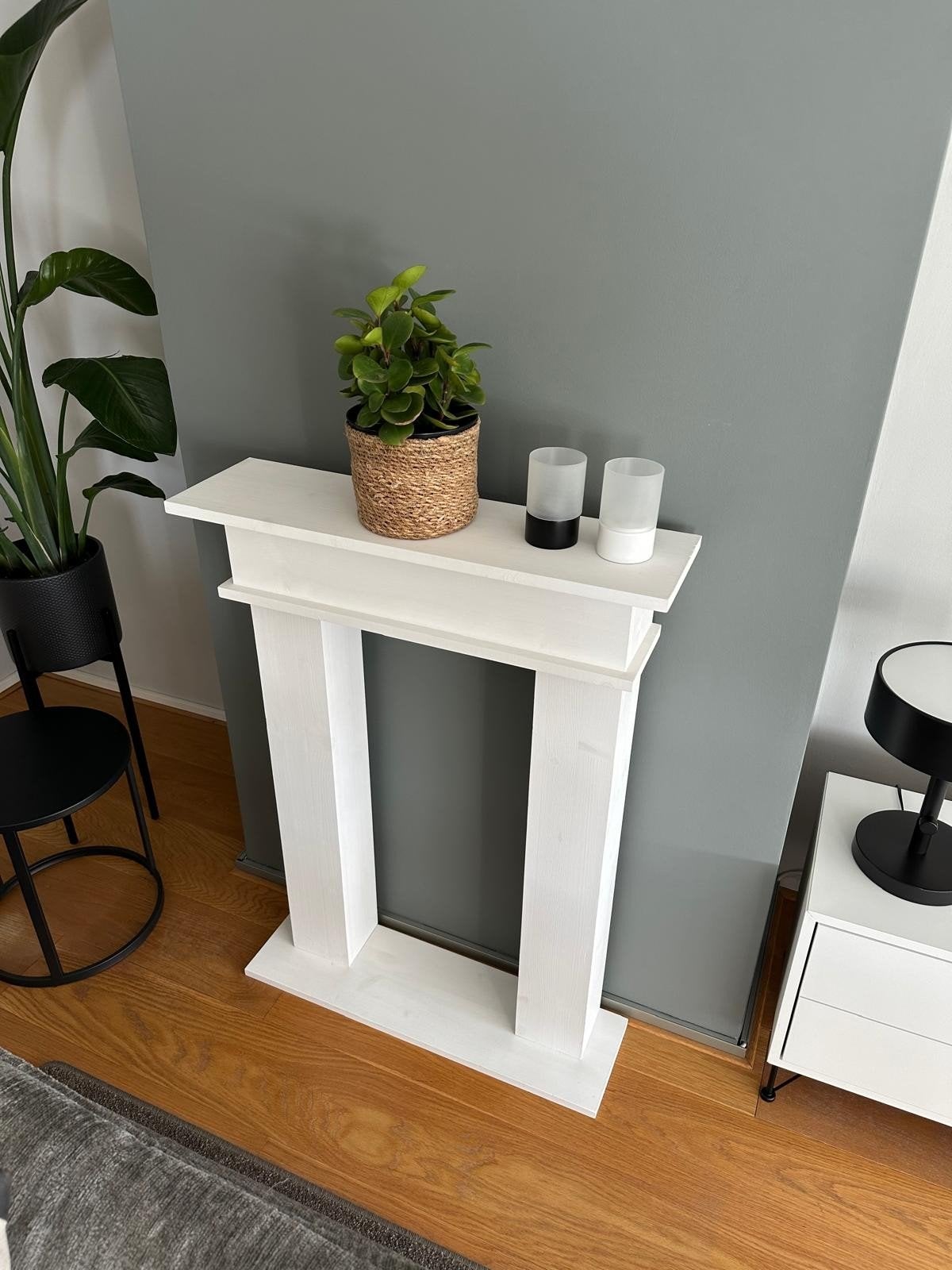 Decoratieve schouwombouw - Wit, Ophalen, Zo goed als nieuw, Vrijstaande haard, Elektrische haard