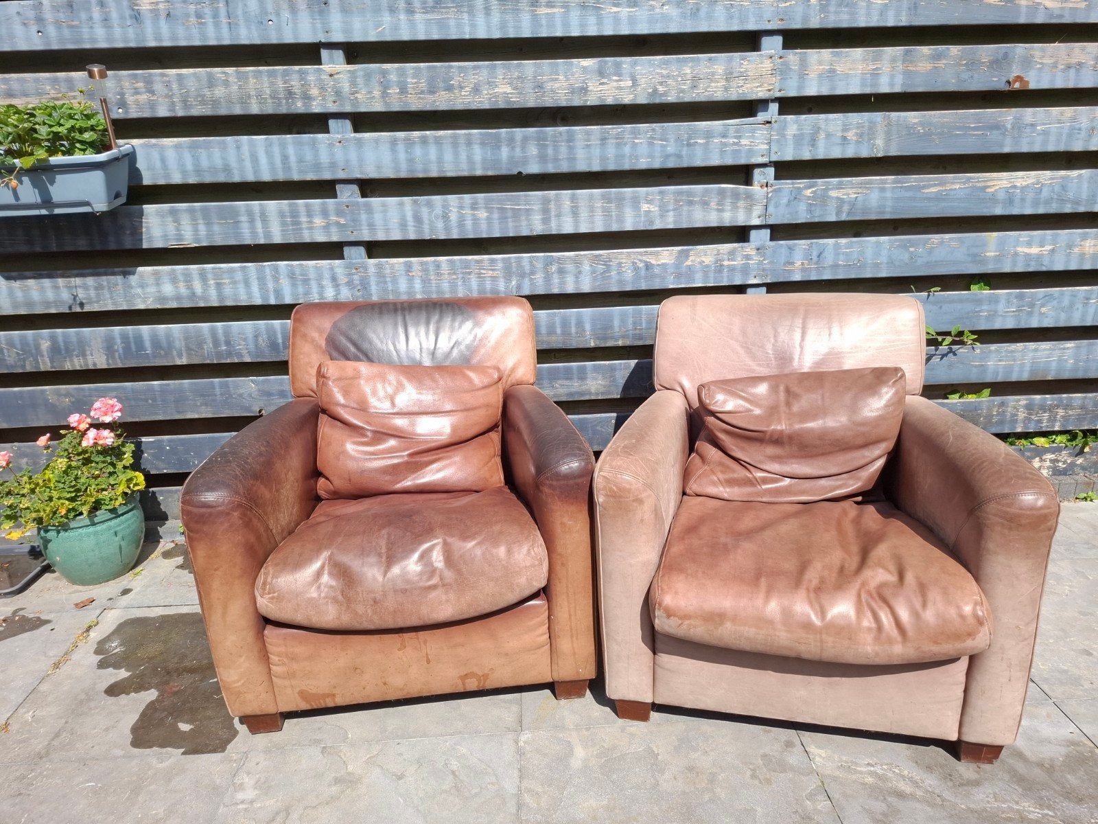 Linteloo Leren Stoelen - Opknapper, Huis en Inrichting, Fauteuils, Ophalen, Gebruikt, 75 tot 100 cm, Leer