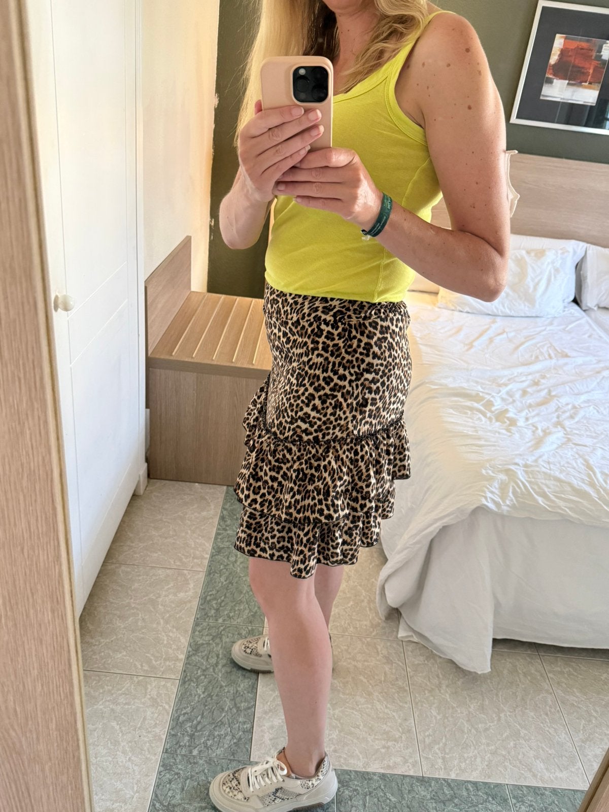 ZGAN Pescara leopard panterprint rokje bruin zwart S M 36 38, Kleding | Dames, Rokken, Bruin, Ophalen of Verzenden, Zo goed als nieuw