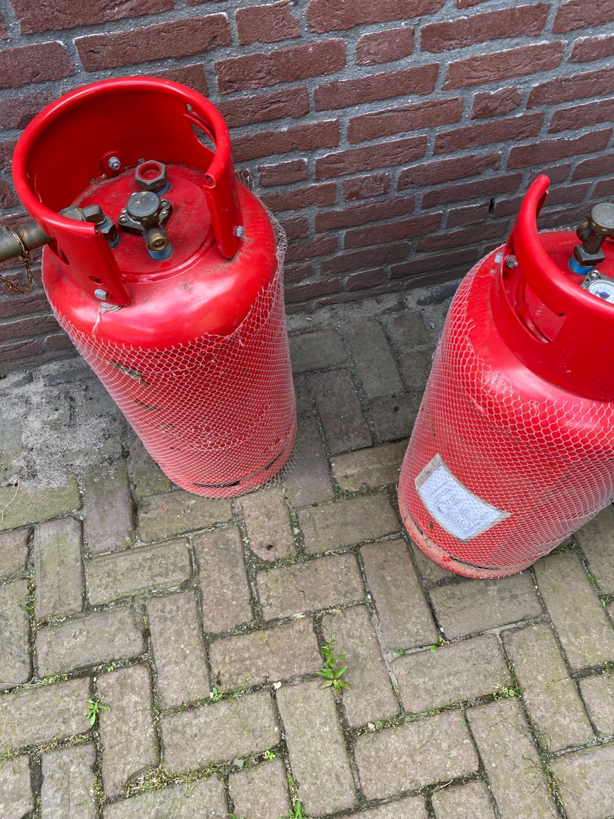 Lpg gastank met liggende vulaansluiting 36 liter 2 flessen, Ophalen, Zo goed als nieuw