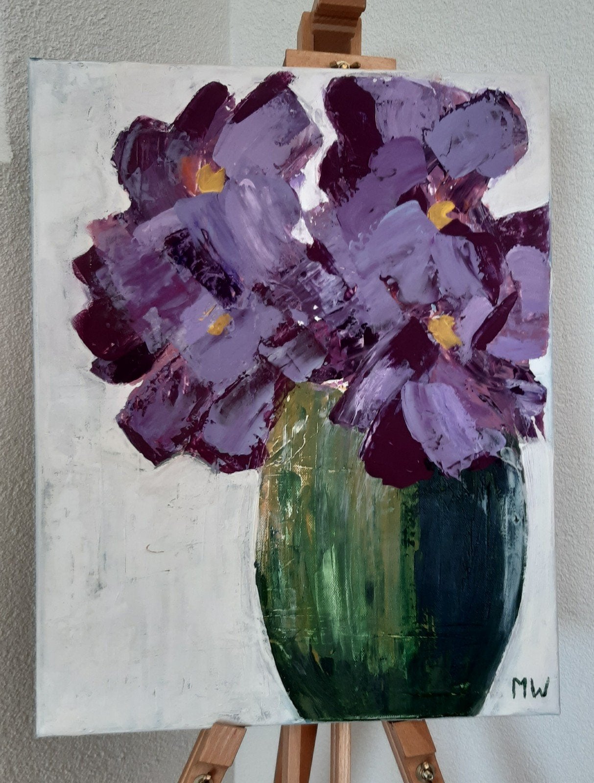 50x40 cm Kunst: Abstracte Bloemen met Acrylverf, Ophalen of Verzenden