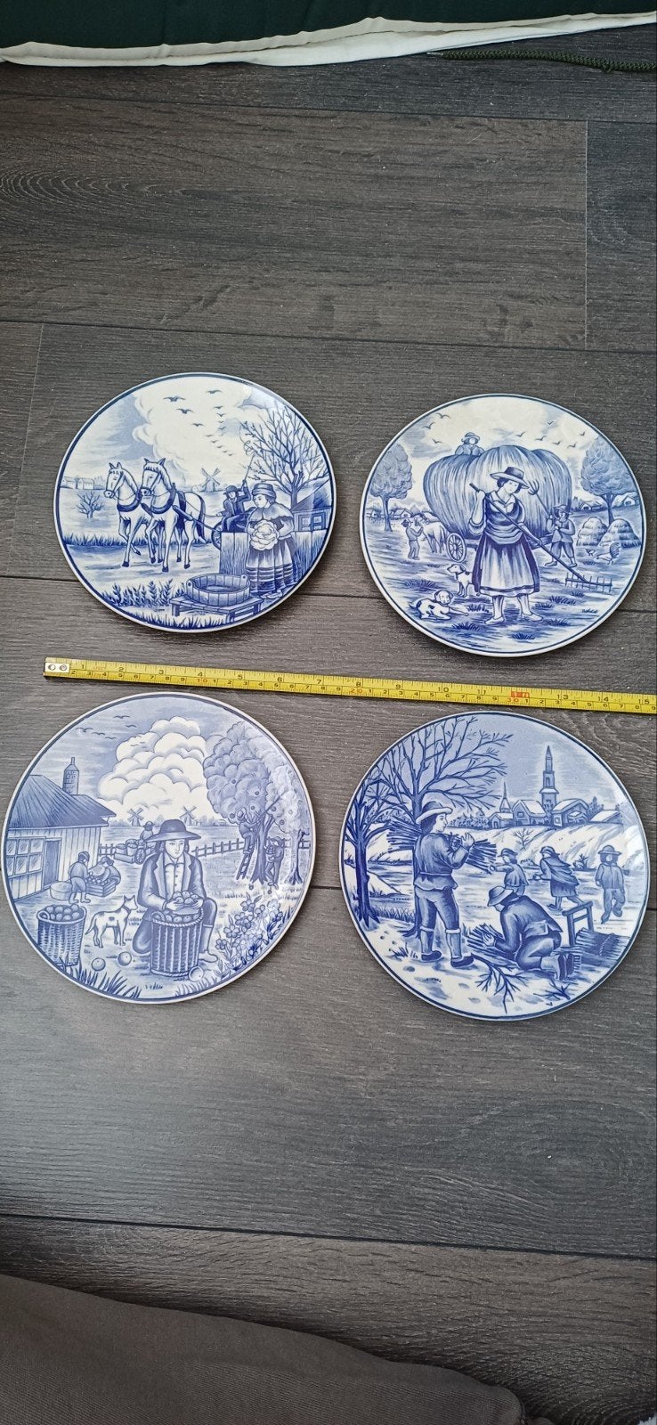 Set van 4 Delfts Blauwe wandborden Royal Schwabap, Antiek en Kunst, Ophalen of Verzenden