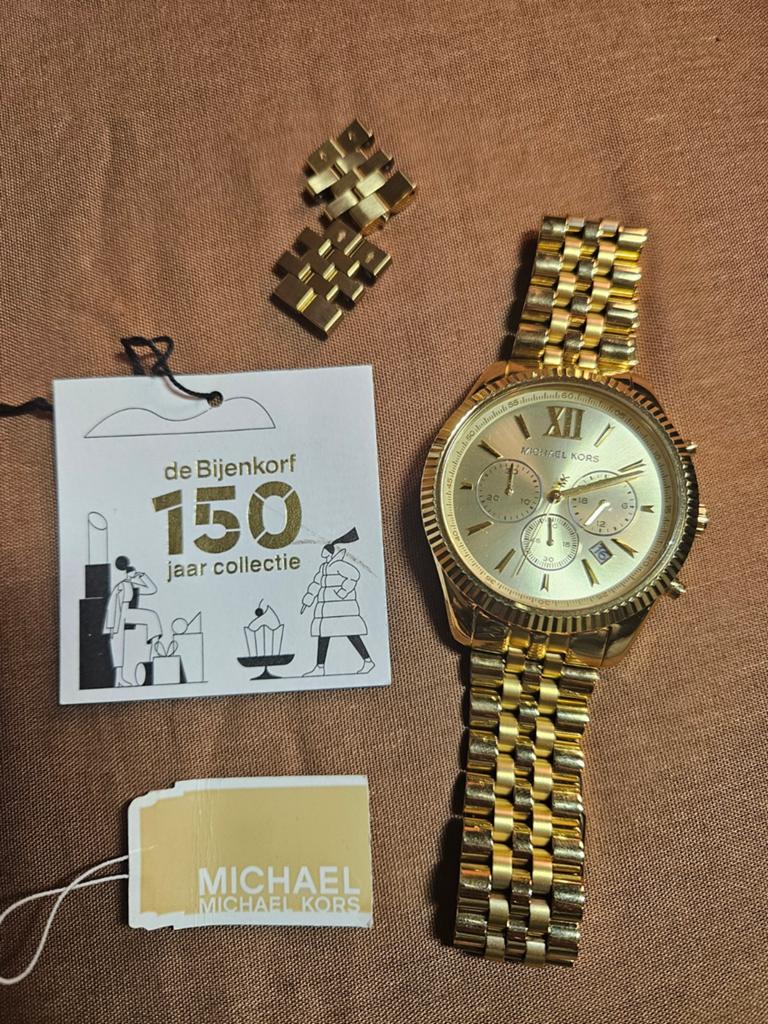 Michael Kors Gouden Horloge MK6709 - Nieuw in Doos, Sieraden, Tassen en Uiterlijk, Horloges | Dames, Overige merken, Staal, Nieuw