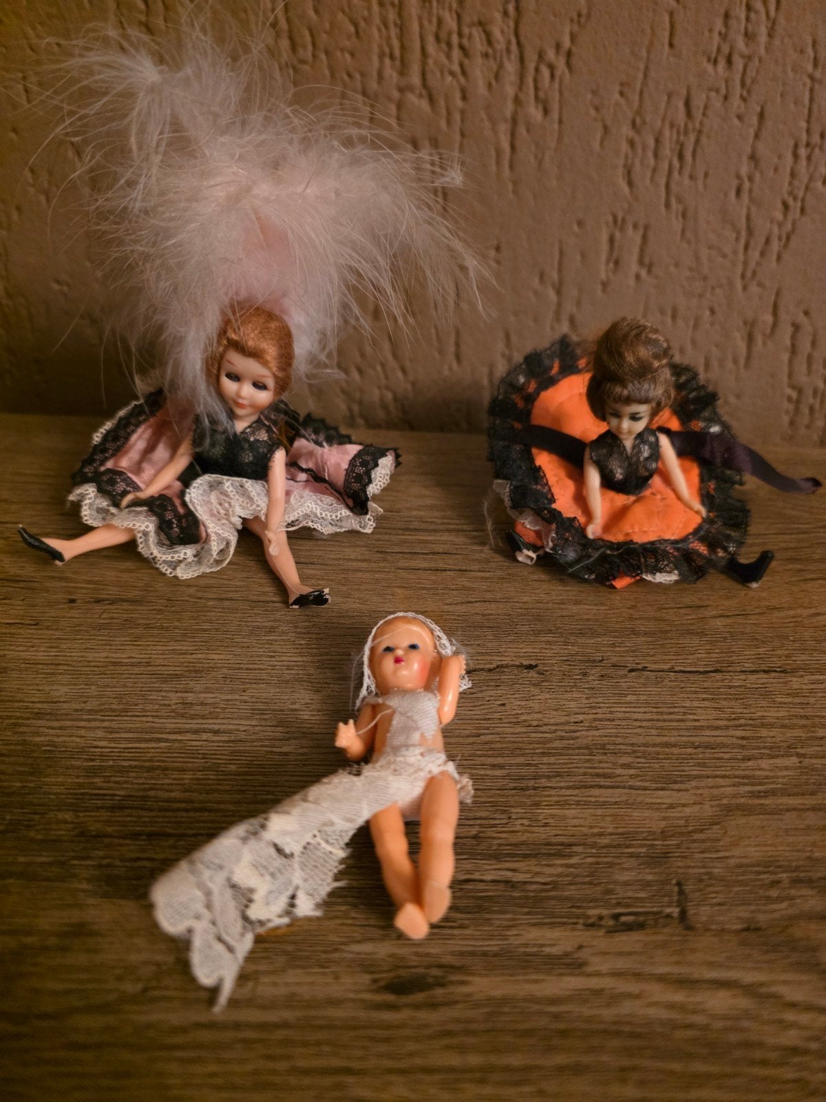 Vintage poppen: 12 cm en 8 cm groot, Verzamelen, Poppen, Ophalen of Verzenden, Gebruikt, Pop