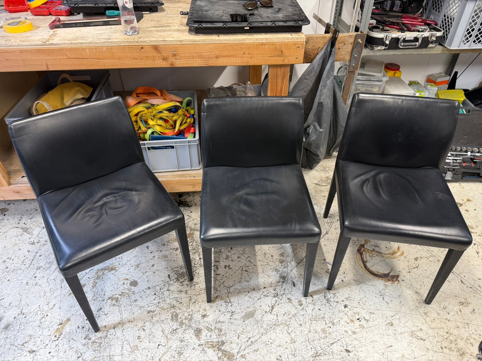 Set designstoelen – Poltrona Frau – Made in Italy, Ophalen, Gebruikt, Drie, Zwart