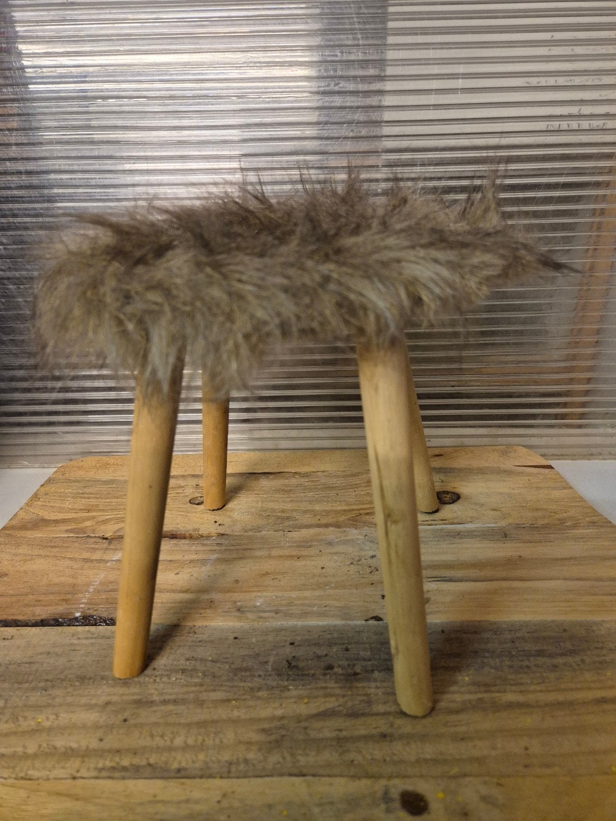 decoratie krukje met vacht, Ophalen of Verzenden, Hout