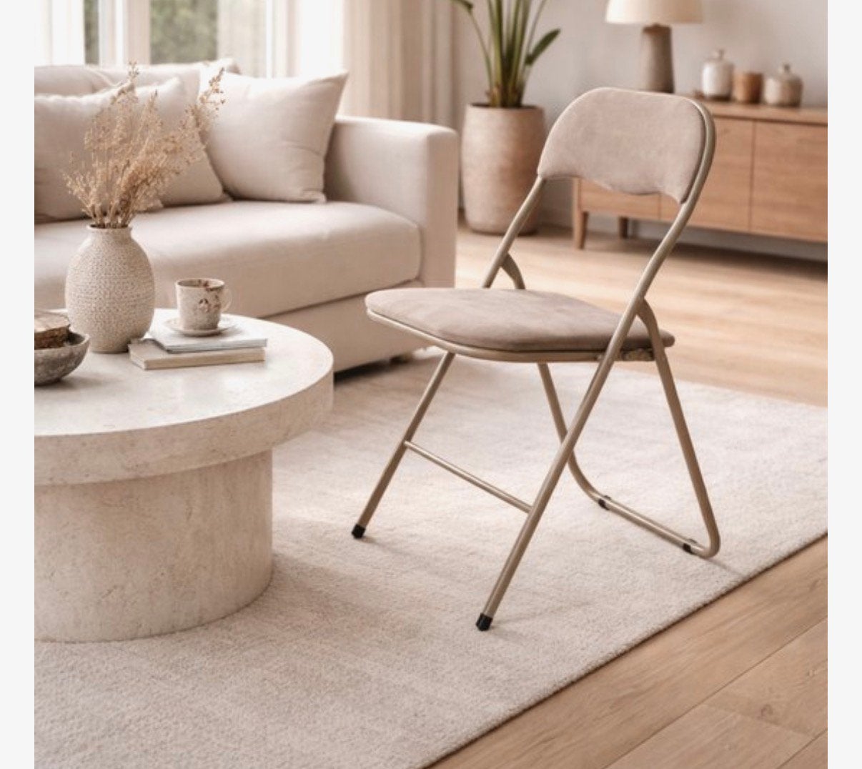 Inklapbare klapstoelen- Beige/Taupe, Ophalen, Nieuw, Metaal, Grijs