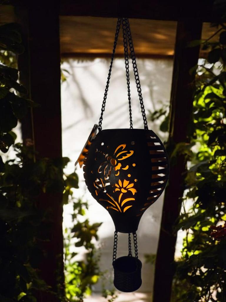Countryfield Luchtballon-Solar/LED-zwart-12.7x12.7x45cm, Zonne-energie, Kunststof, Minder dan 50 watt, Nieuw