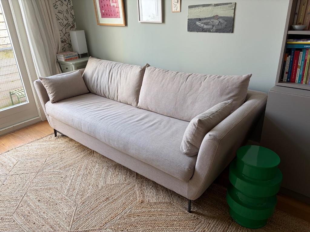 Slaapbank, met uitvouw bed, beige, Ophalen, Beige, Tweepersoons, 140 cm
