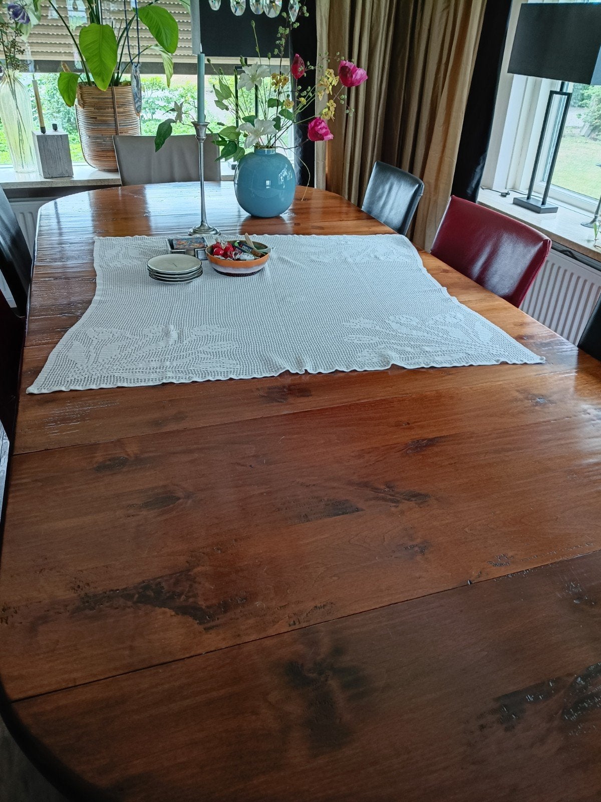 eettafel met 2 uitschuifbare oren, 100 tot 150 cm, Eikenhout, 200 cm of meer, Ophalen of Verzenden