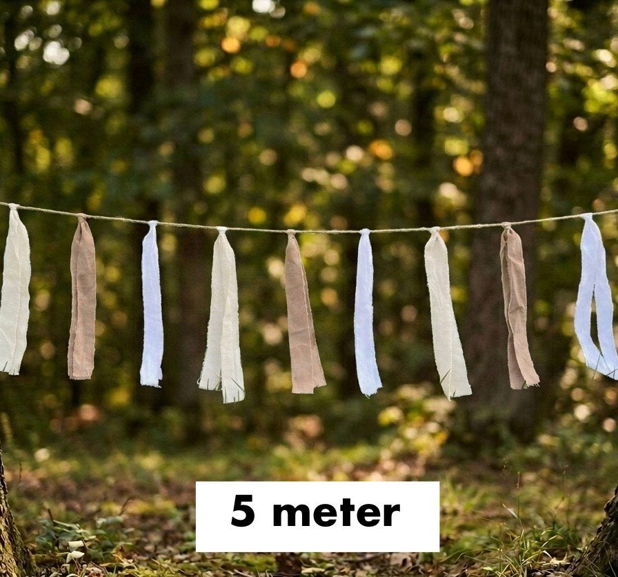 Nieuwe stoffen slinger 5 meter (taupe/beige/wit), Ophalen of Verzenden, Nieuw, Versiering, Overige