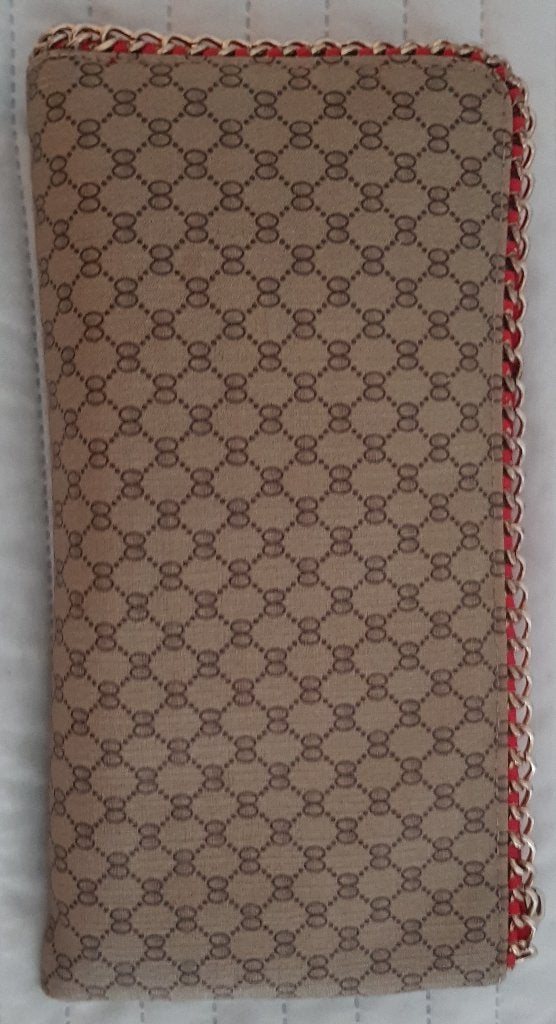 Portemonnee met veel ruimte ringen design rood bruin geld, Verzenden, Gebruikt, Beige