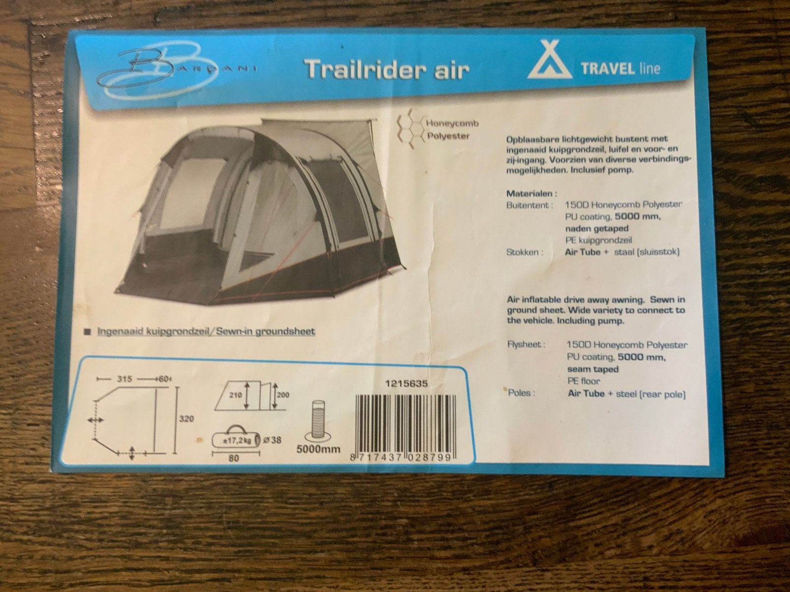 Opblaasbare lichtgewicht bus tent, Ophalen, Zo goed als nieuw, Tot en met 4