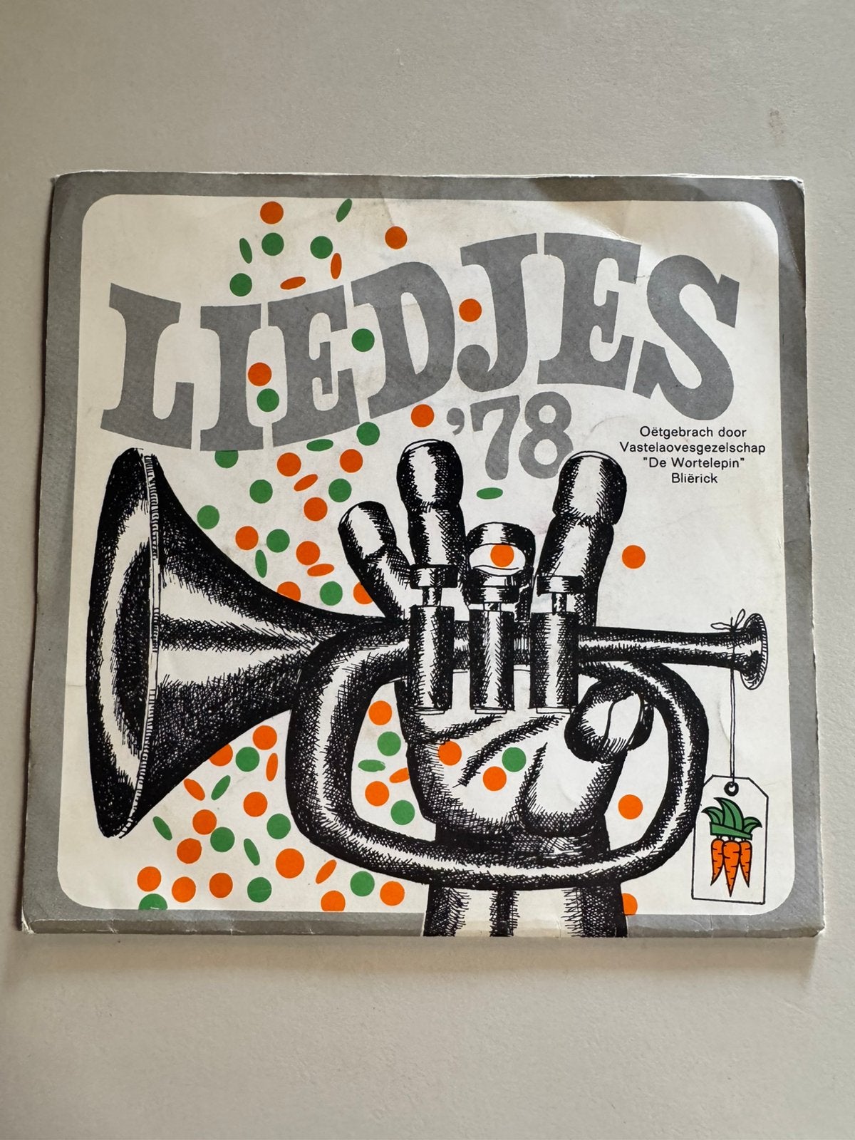 Vinyl Single- Vastelaovesgezelschap  Wortelepin Liedjes 1978, Overige formaten, Ophalen of Verzenden, Zo goed als nieuw, Levenslied of Smartlap