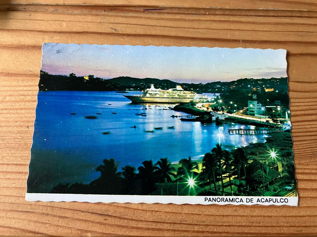 Ansichtkaart Mexico, acapulco met schip cruiseschip, Verzamelen, Ophalen of Verzenden