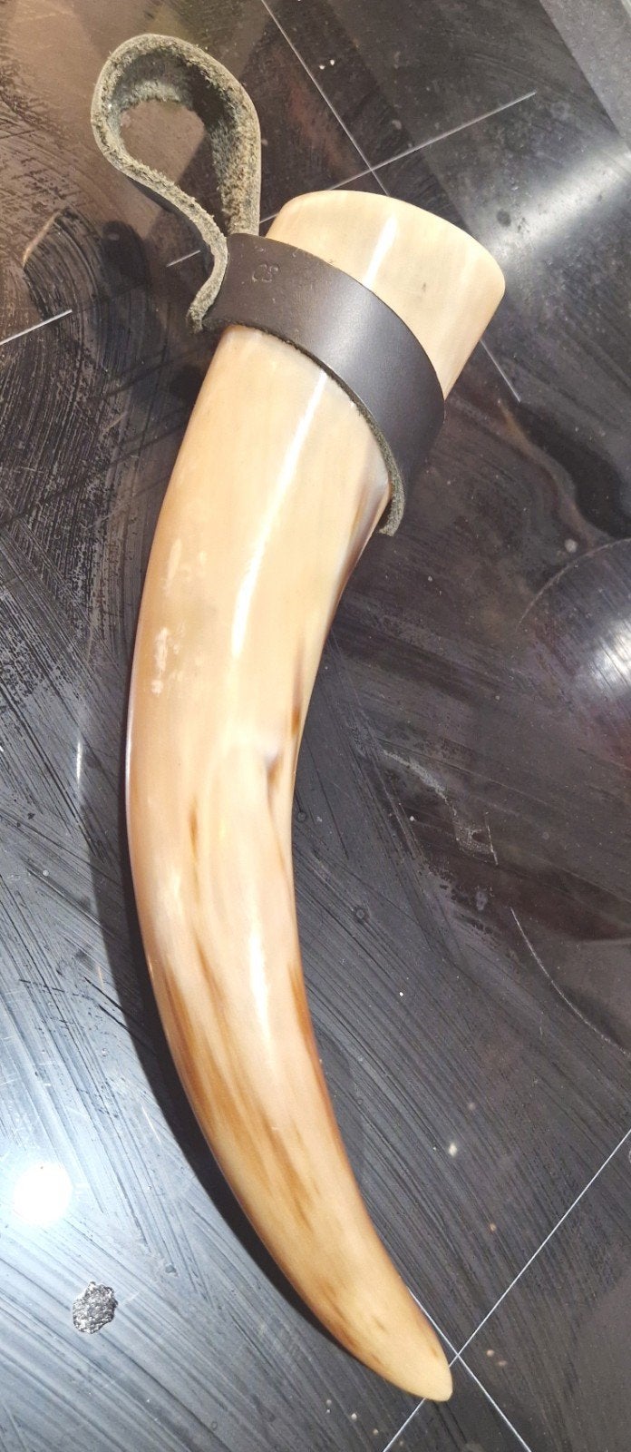 Viking Drinkhoorn met leren houder, Ophalen of Verzenden