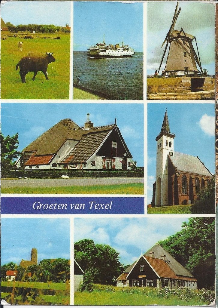 Tr3180 Gelopen ansichtkaart groeten van Texel, Ophalen of Verzenden, Voor 1920, Gelopen, Waddeneilanden
