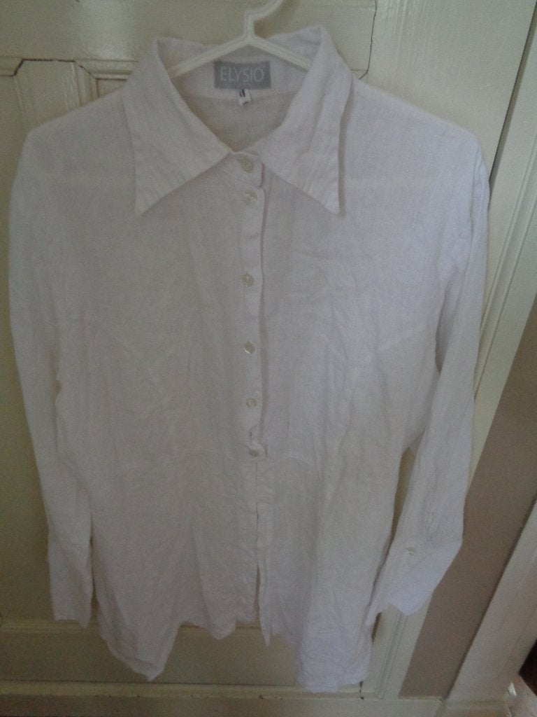 Elysio linnen blouse:mt 46, Wit, Maat 46/48 (XL) of groter, Ophalen of Verzenden, Zo goed als nieuw