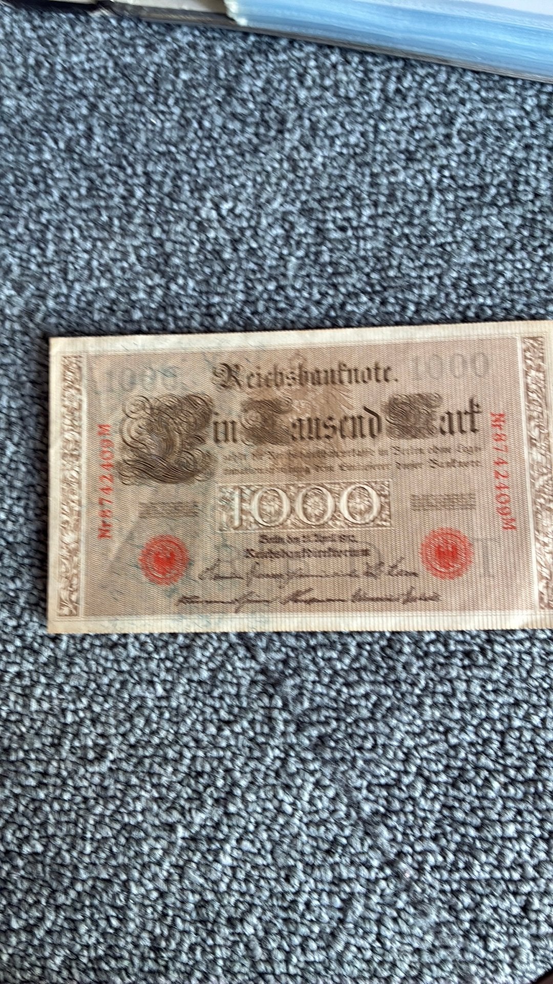 Duitsland 1000 mark 1910 rode tekst, Postzegels en Munten, Ophalen of Verzenden, Duitsland