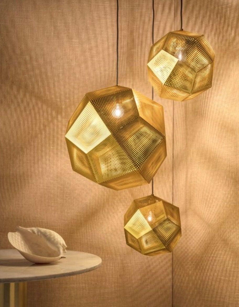 Prachtige Tom Dixon hanglamp Etch Goud (32cm) - zgan!, Ophalen, Zo goed als nieuw, Metaal