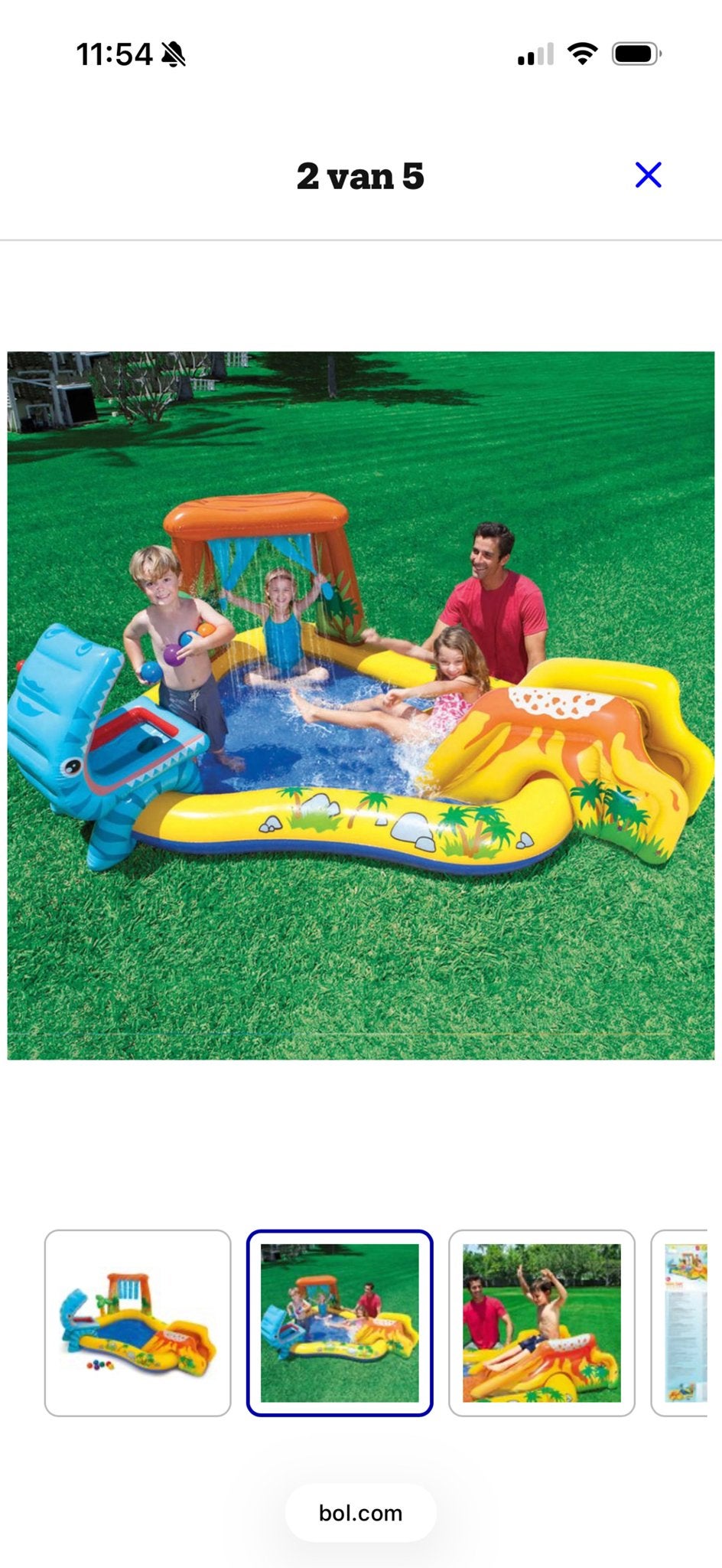 Intex Dino Opblaaszwembad met Sproeiers en Glijbaan, Ophalen, Opblaaszwembad, 80 tot 120 cm, 200 tot 400 cm