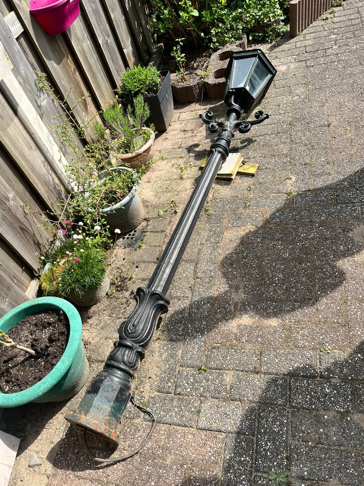 Klassieke lantaarnpaal gietijzer (zwaar), Ophalen, Gebruikt, Staande lamp, Netvoeding