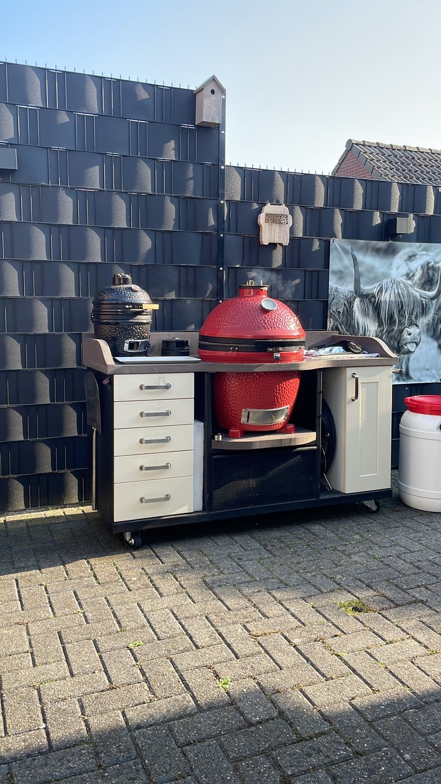 Robuuste verrijdbare buitenkeuken (LET OP! Zonder de Kamado), Tuin en Terras, Buitenkeukens, Ophalen, Gebruikt, Houtskool, Vrijstaand