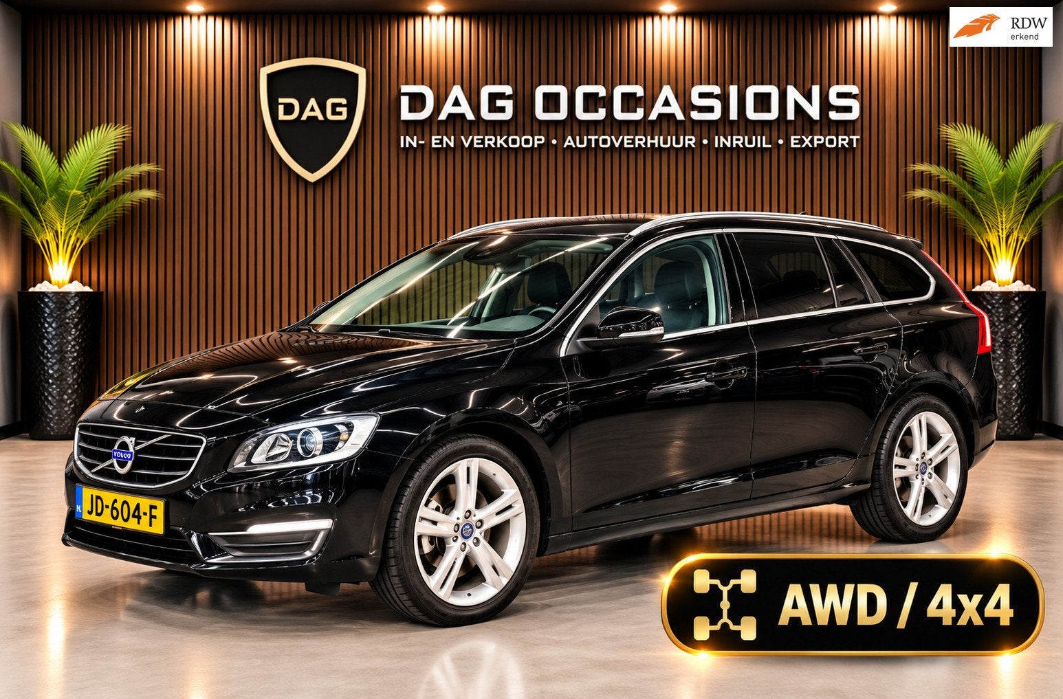 Volvo V60 D6 220PK | AWD | AUTOMAAT | LEDER | CAMERA, Auto's, Automaat, Dealer onderhouden, Zwart, Vierwielaandrijving