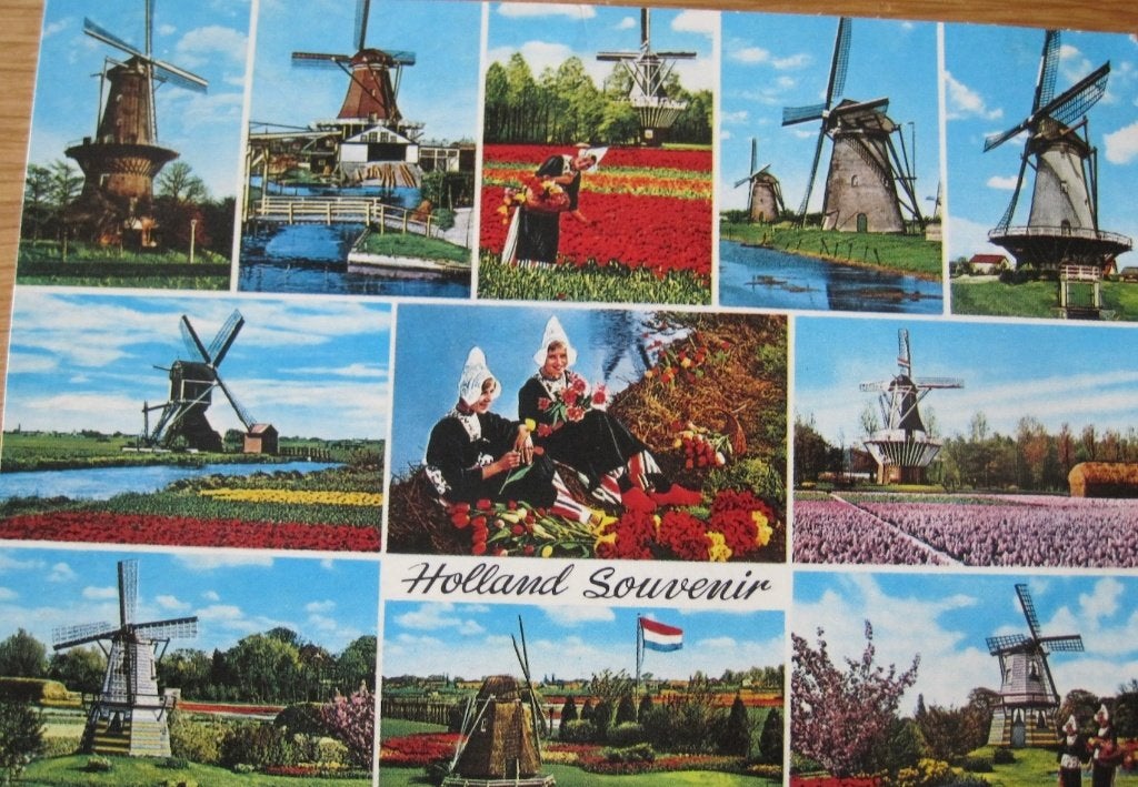 Holland souvenir - ansichtkaart met veel molens, Ophalen of Verzenden, 1980 tot heden, Ongelopen, Zuid-Holland