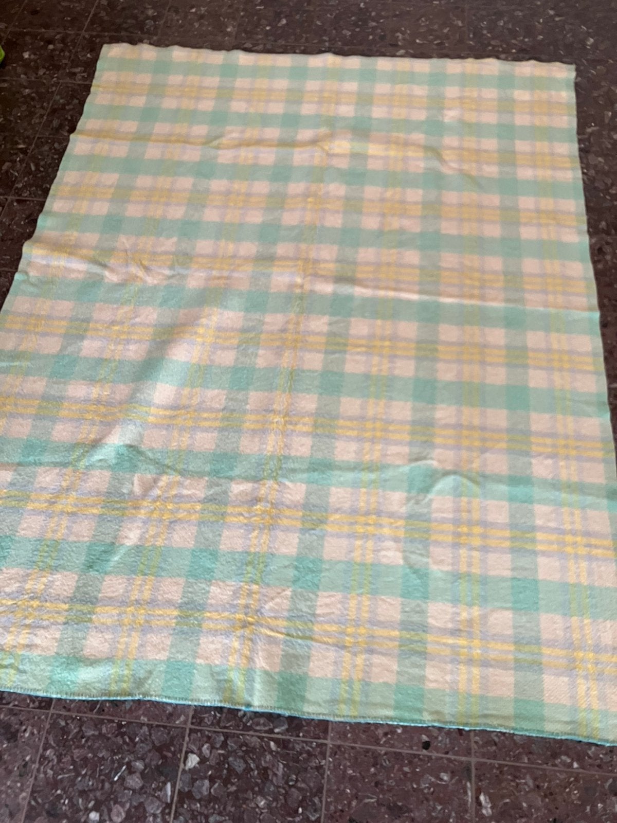 Vintage wollen deken mintgroen. Jaren 60, Ophalen of Verzenden, Zo goed als nieuw