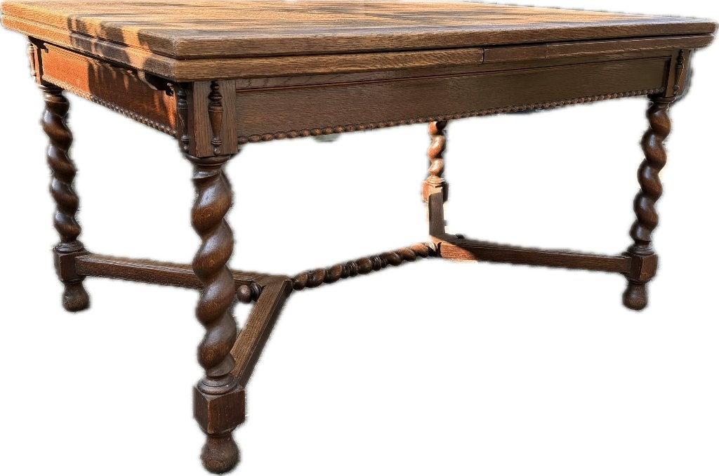 Antieke uitschuiftafel, Ophalen, Gebruikt, Eikenhout, 200 cm of meer