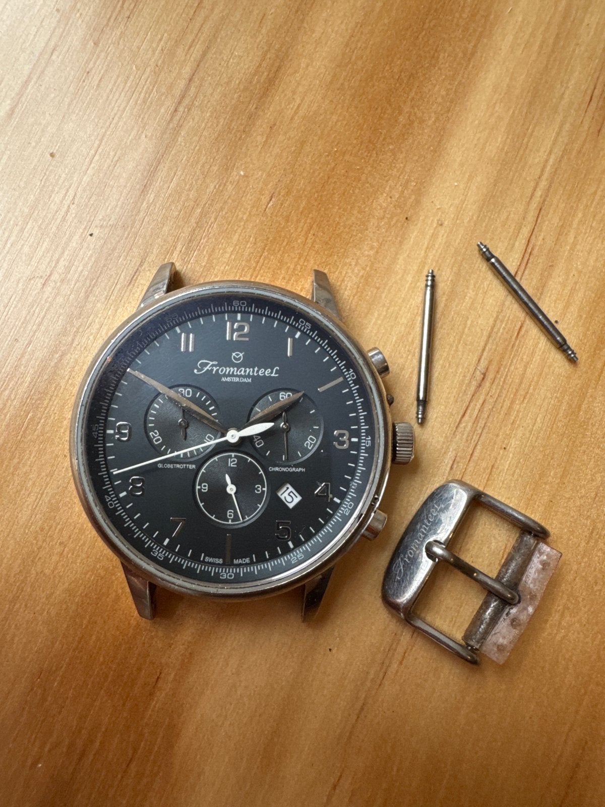 Fromanteel Globetrotter Chronograaf Herenhorloge, Overige merken, Gebruikt, Staal, Polshorloge