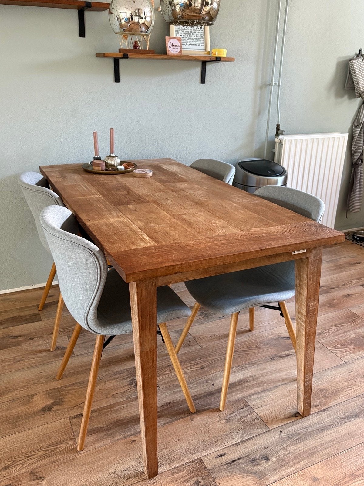 Robuuste houten eettafel (eventueel met 4 stoelen), Ophalen, Gebruikt, 50 tot 100 cm, 150 tot 200 cm
