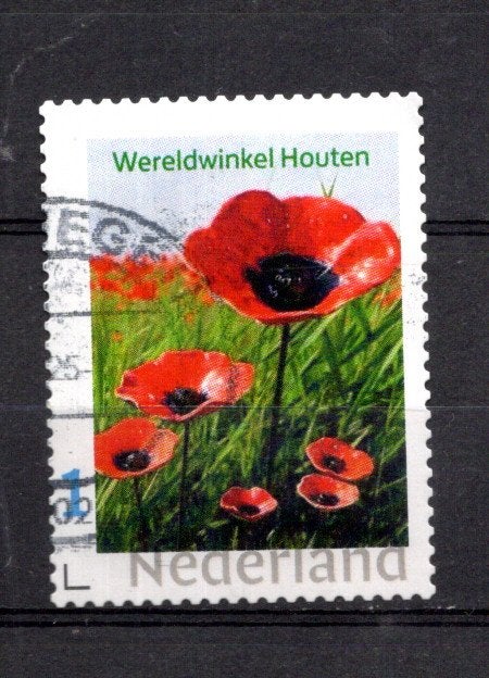 gestempelde zegel. persoonlijke:  wereldwinkel uit Houten, Ophalen of Verzenden, Na 1940, Gestempeld