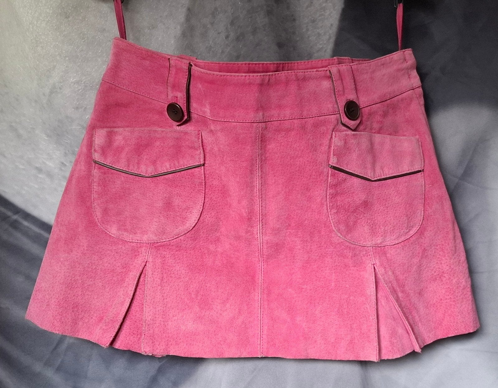 vintage retro suede rokje gevoerd mt m/l 43cm, Ophalen of Verzenden, Zo goed als nieuw, Maat 38/40 (M), Boven de knie