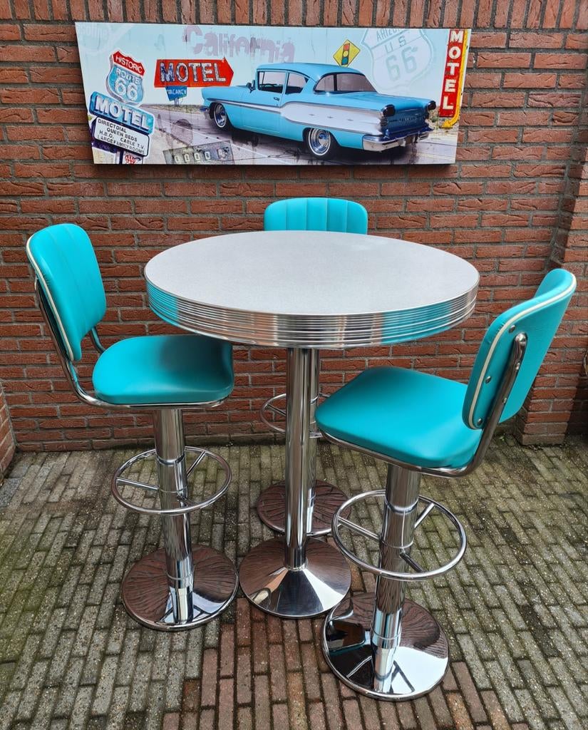 FIFTIES SIXTIES AMERIKAANSE CASINO BARKRUKKEN BEL AIR TAFEL, Ophalen, Met voetsteun, 60 tot 90 cm, Zo goed als nieuw