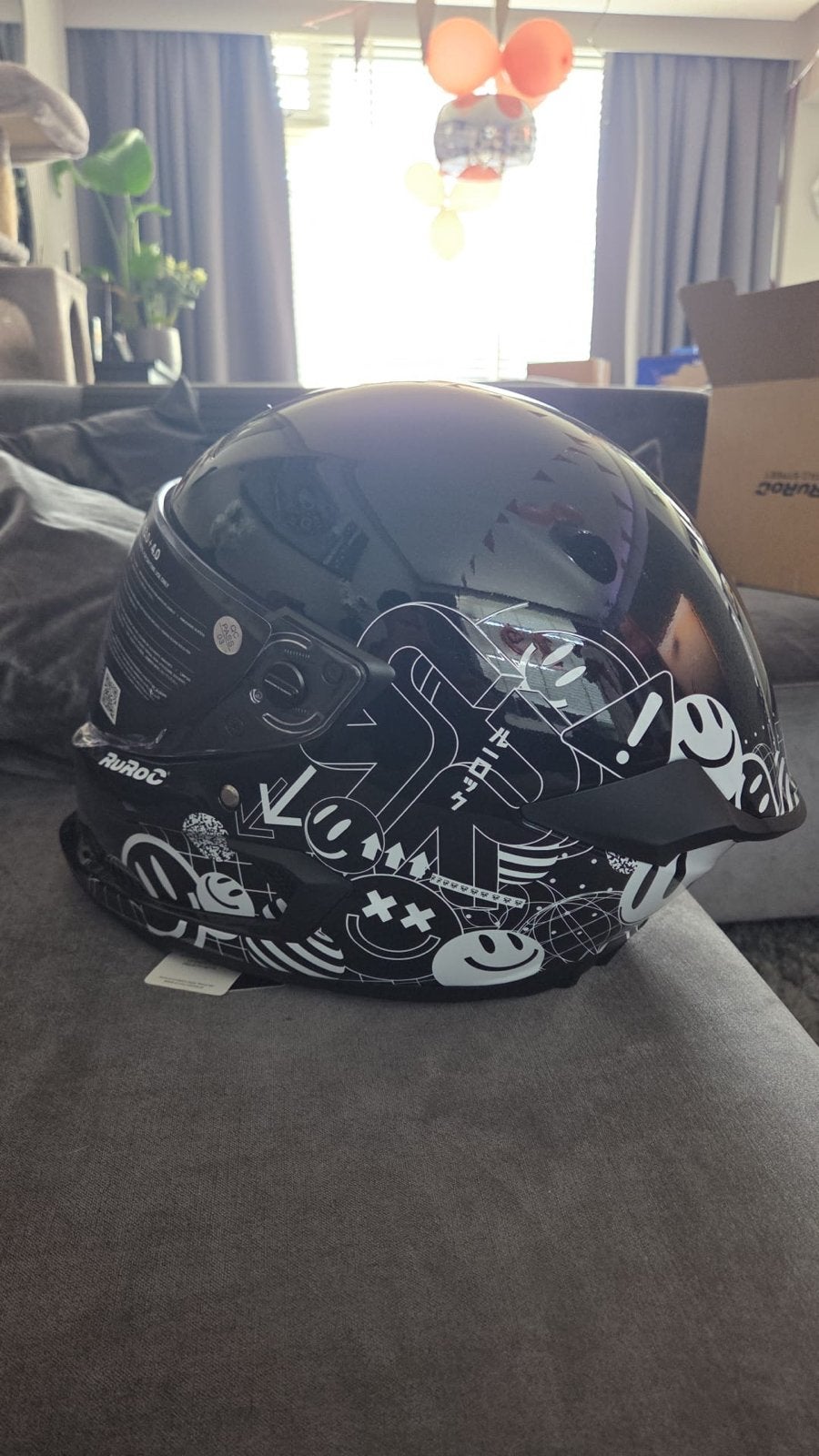 Ruroc Motorhelm - Zwart met Grafische Prints, Overige merken, Heren, Ophalen of Verzenden, Integraalhelm