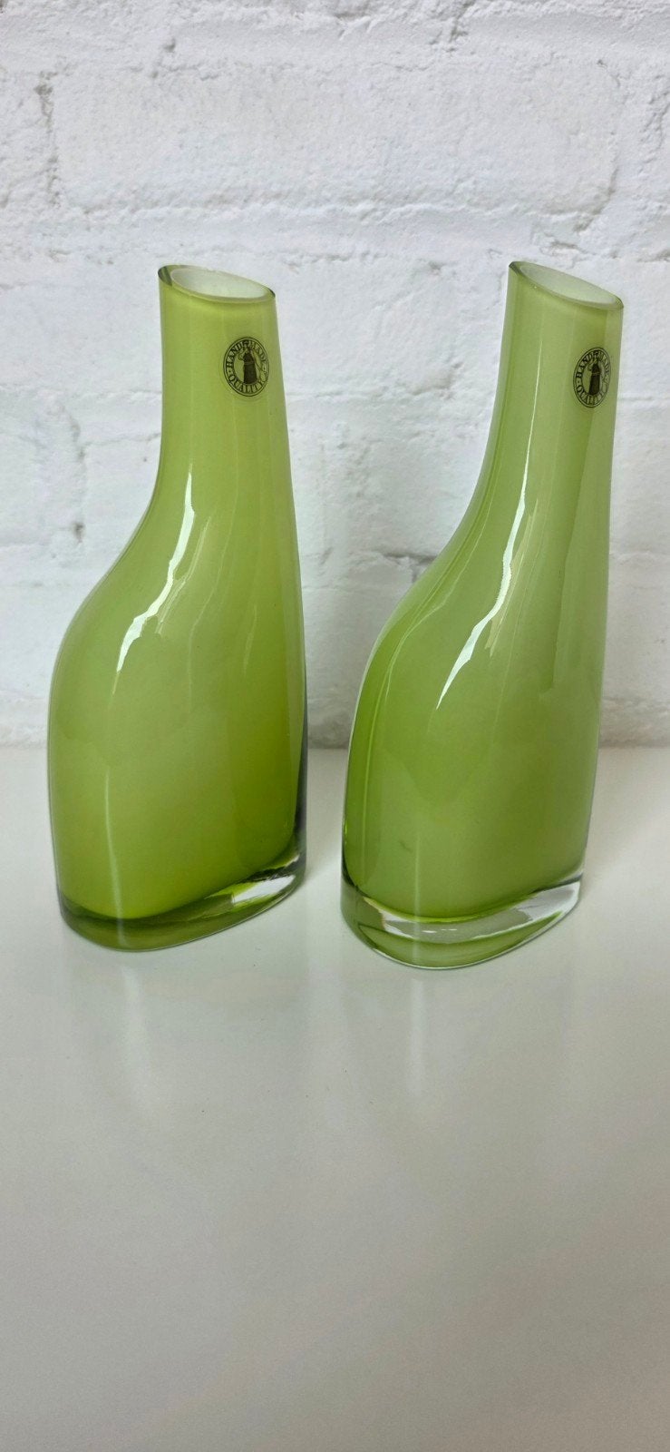 Vintage, glazen, Ikea vazen set, 28 cm, Ophalen of Verzenden, Groen, Glas