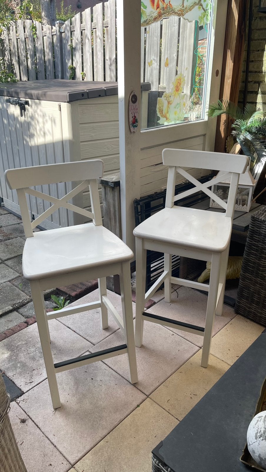 2 ikea INGOLF (bar) krukken met rugleuning., 2 krukken, Ophalen, Zo goed als nieuw, 60 tot 90 cm