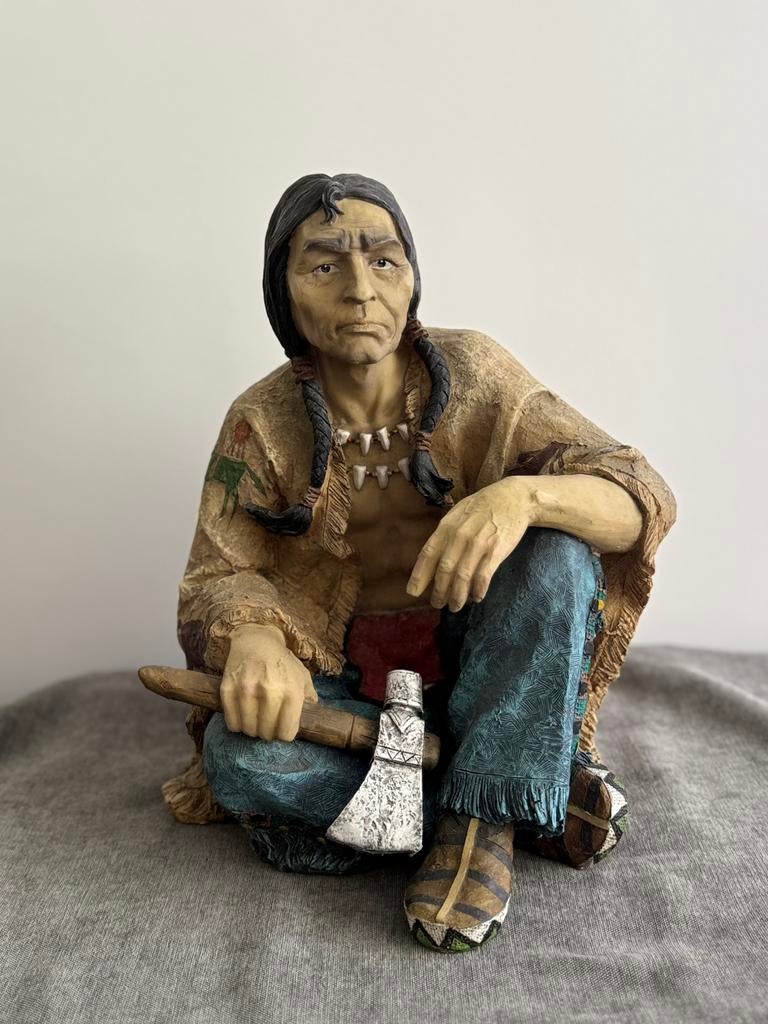 Beeld gedetailleerd Indianenbeeld 35cm native american, Verzamelen, Ophalen of Verzenden, Zo goed als nieuw