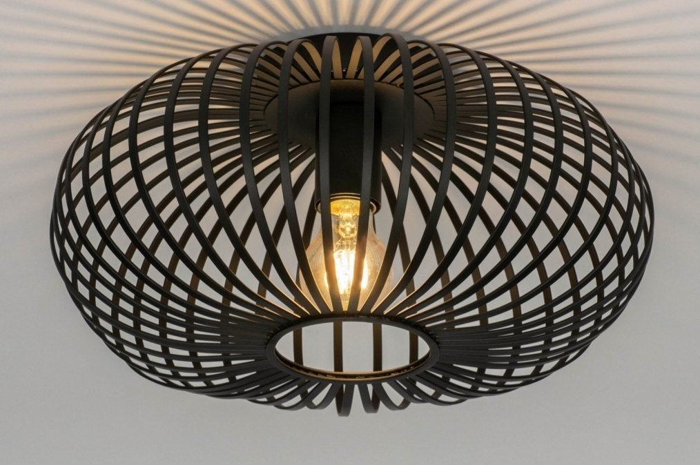 plafondlamp 39cm zwart bank tafel keuken bed lamp tulband, Ophalen of Verzenden, Nieuw, Metaal, Minder dan 50 cm