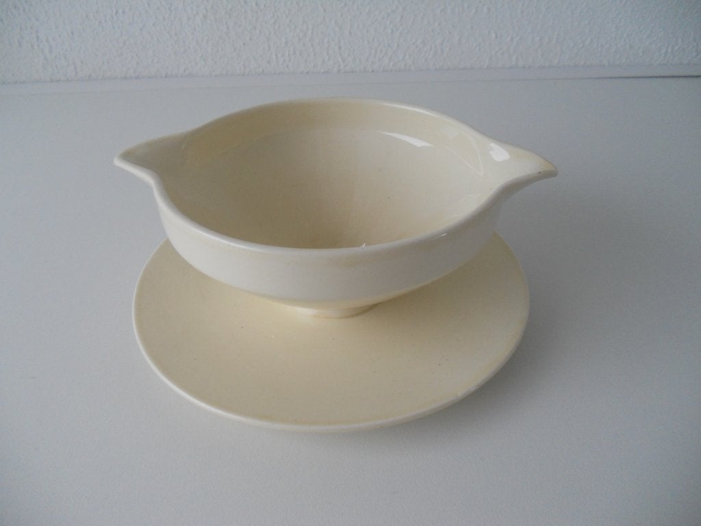 Creme/witte sauskom Societe Ceramique, Antiek en Kunst, Antiek | Servies los, Ophalen of Verzenden