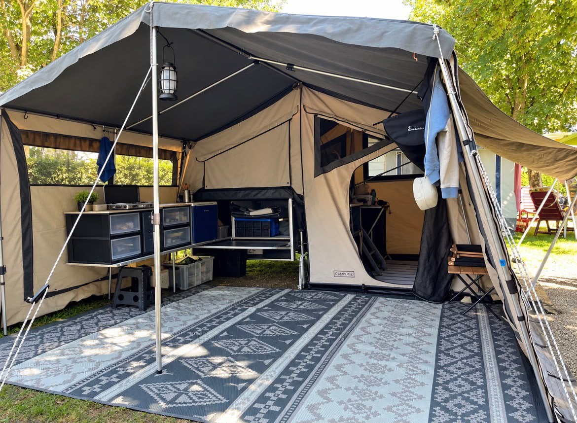 Campooz Fat Freddy kampeertrailer, Caravans en Kamperen, Ophalen, Beige, Campooz, Tot en met 4