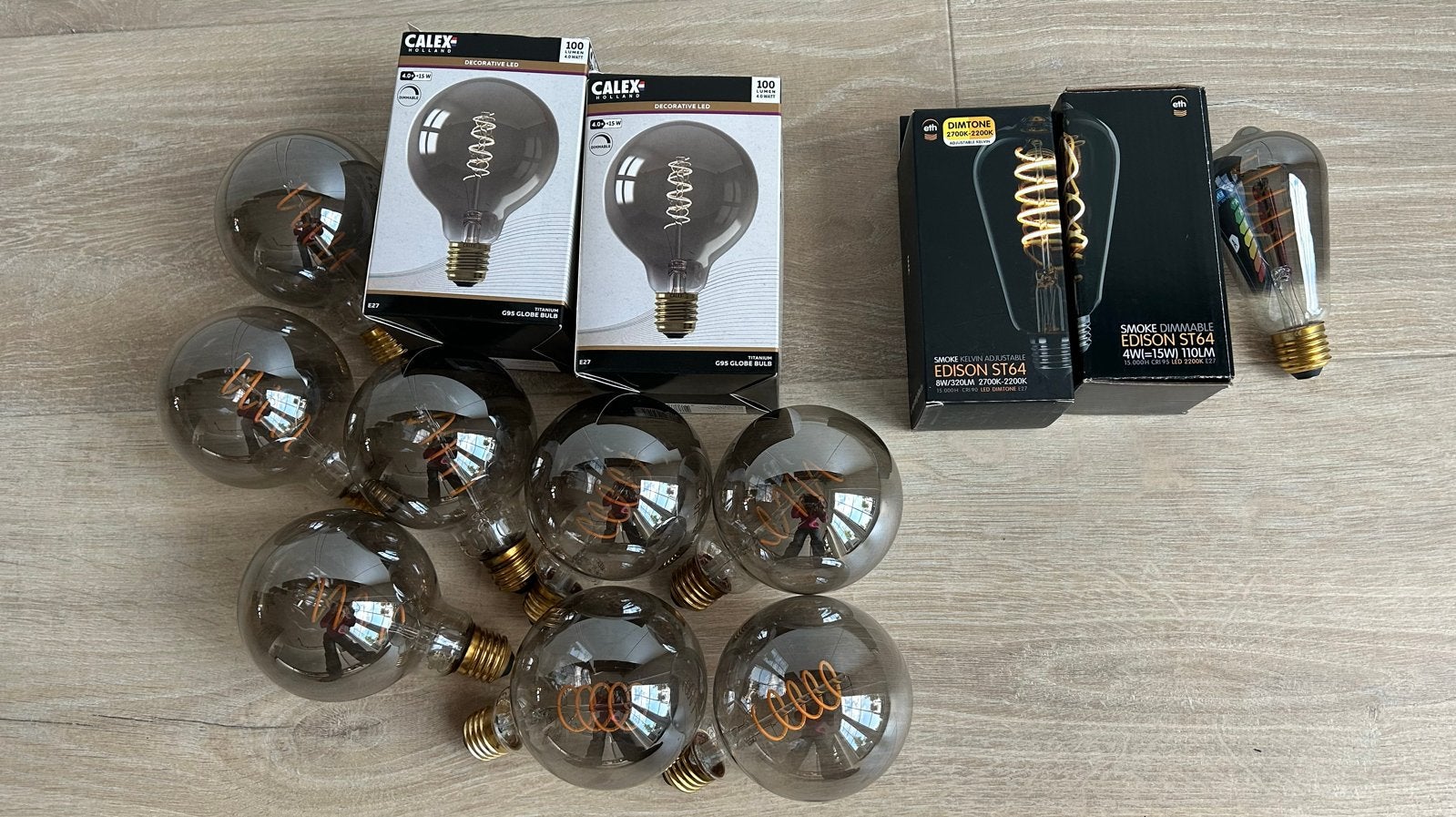 10 Calex G95 Globe & 3 Edison ST64 lampen, Ophalen, Led-lamp, Dimbaar, E27 (groot)