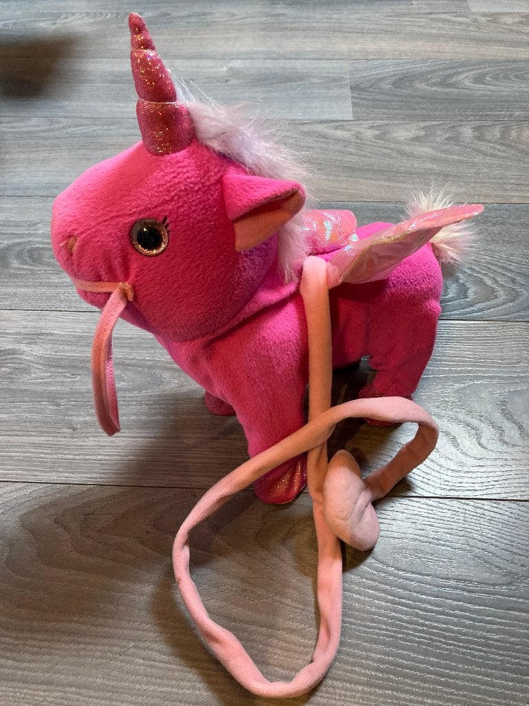 Interactieve roze Eenhoorn unicorn Knuffel Zingt & Loopt, Overige typen, Ophalen of Verzenden, Zo goed als nieuw, Middelgroot (20 tot 80 cm)
