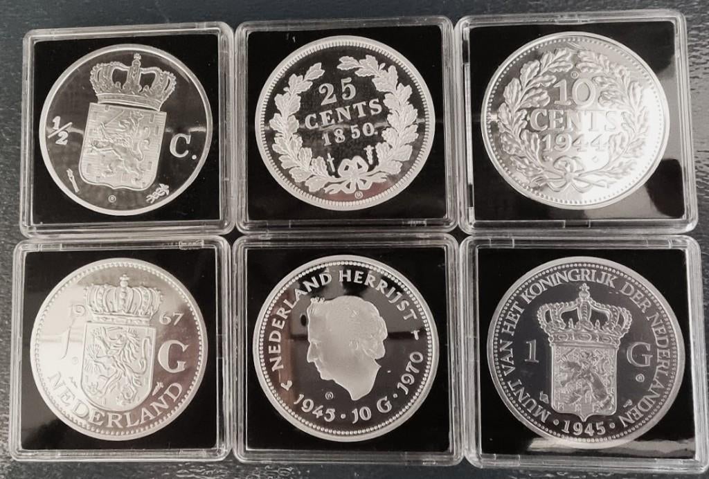 HISTORISCHE Peningen (munten) 7 verguld en 9 verzilverd, Postzegels en Munten, Penningen en Medailles, Ophalen of Verzenden, Overige materialen