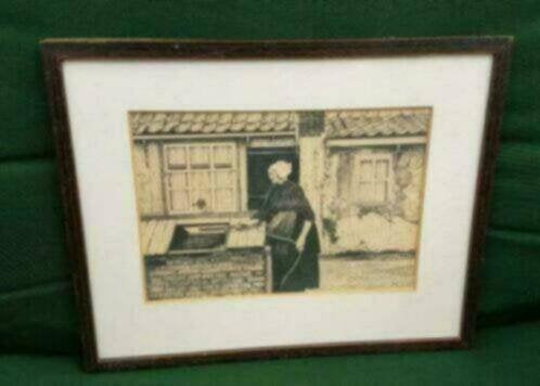 Originele tekening oude vrouw waterput Katwijk. C Zuyderduyn, Ophalen