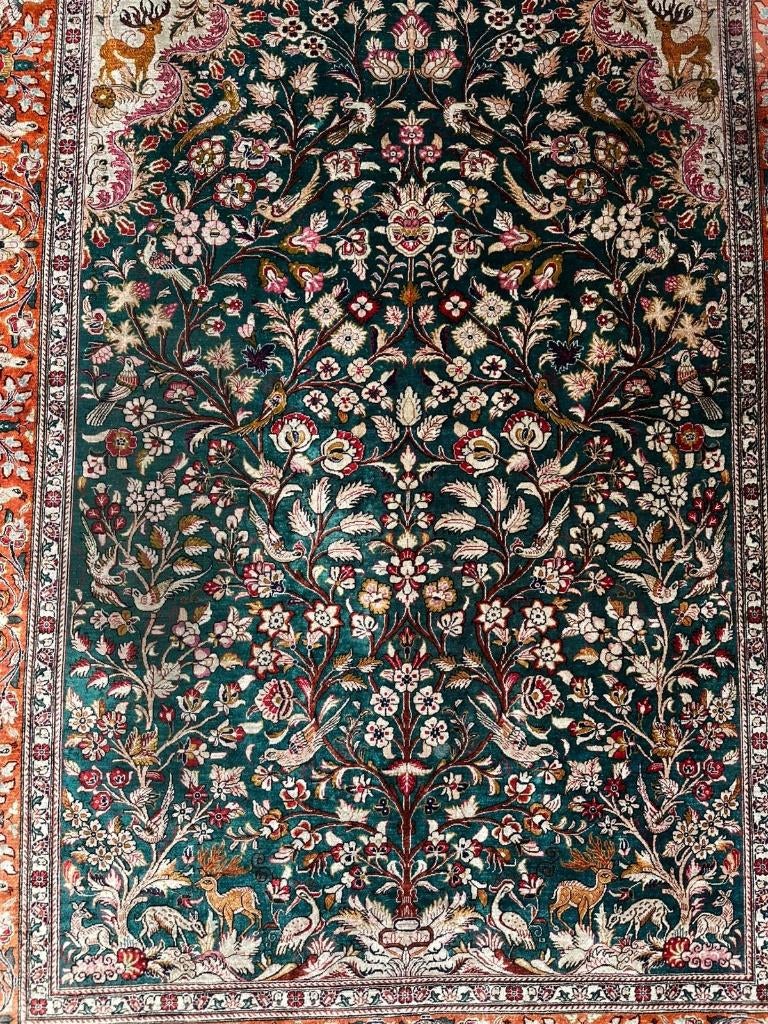 Qom zijden tapijt– 199x136 cm– Levensboom , Tree of Life Rug, Zijde, Nieuw, Ophalen of Verzenden, NA