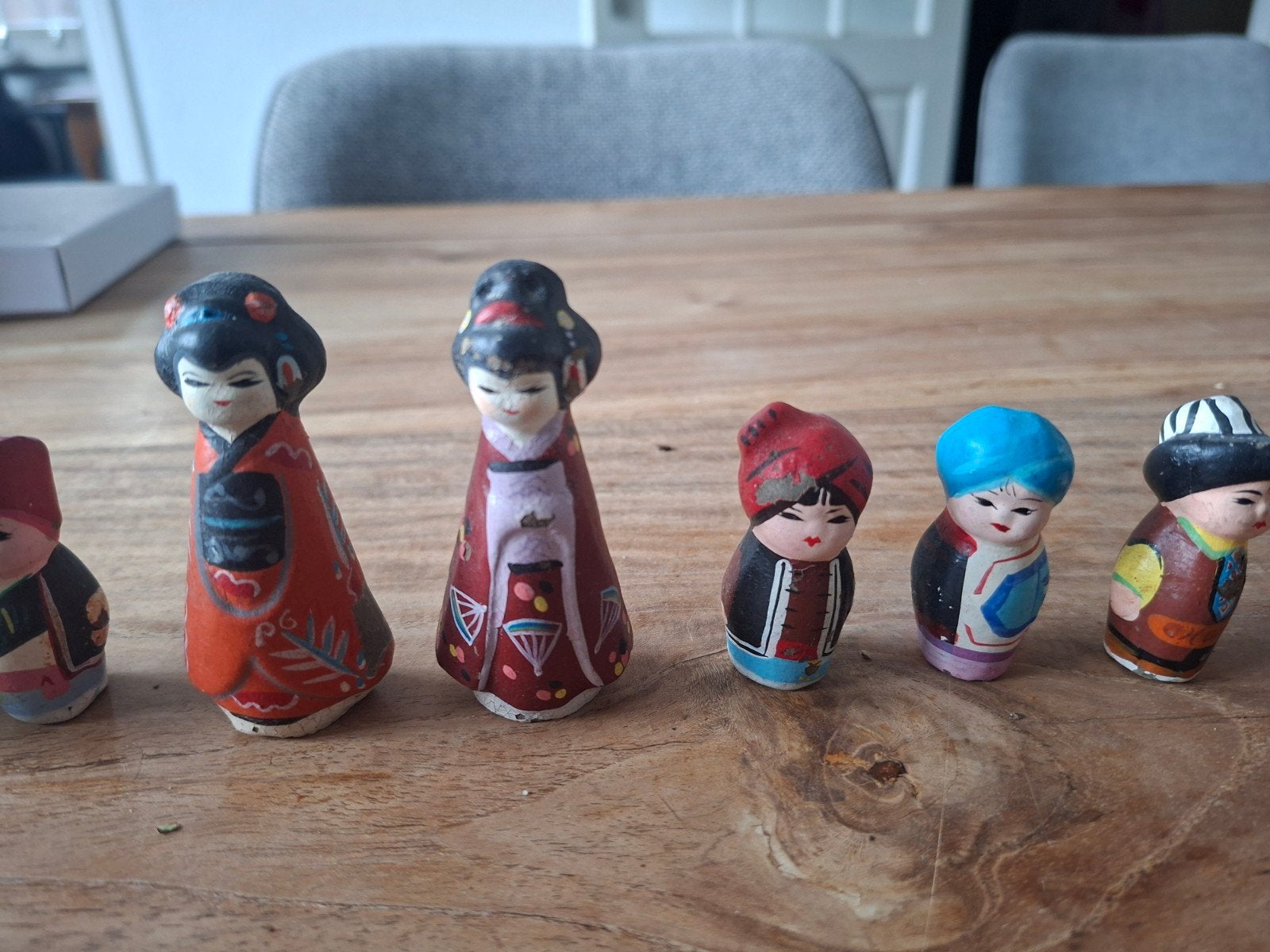 Handgemaakte vintage Chinese klei beeldjes - Set van 8, Ophalen of Verzenden, Gebruikt